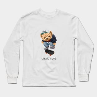 Cute bear design "Skate time" Long Sleeve T-Shirt